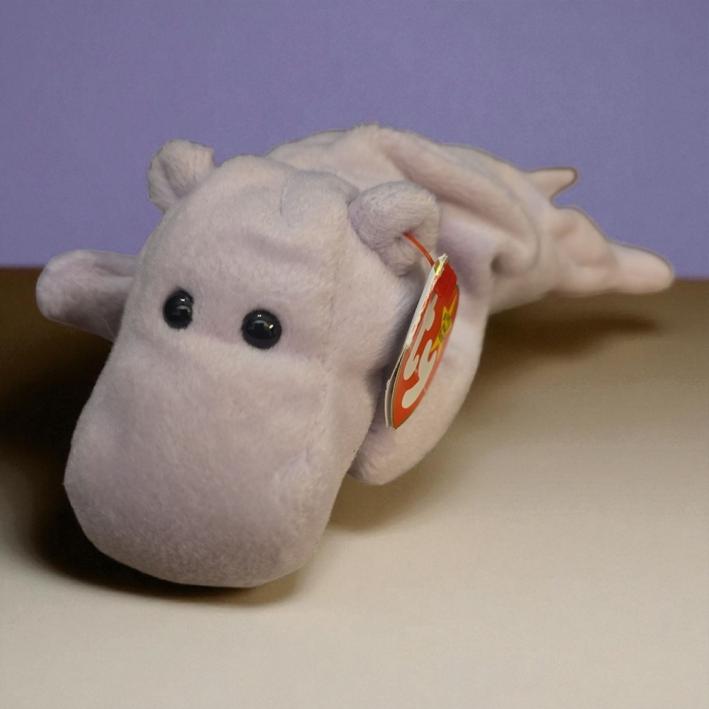 BOGO- " Happy" Ty Plush Hippo in Soft Lavender